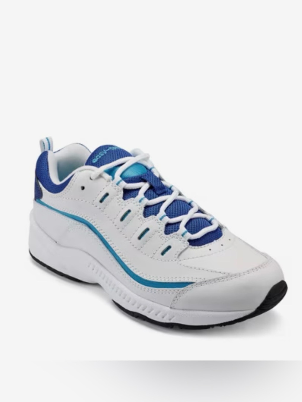 White Easy~Spirit Athletic Sneakers with Blue Accents